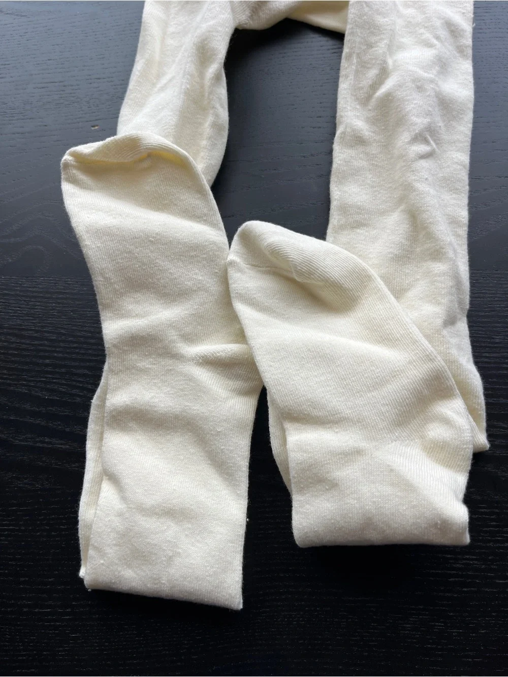 Cream Knit Tights Leggings Stockings Size 12-14 Off White